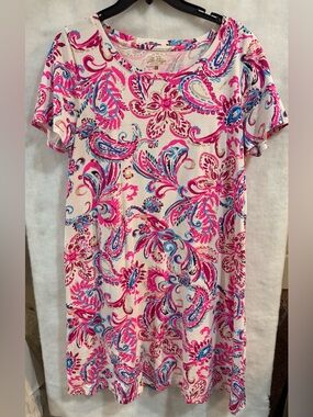 Lilly Pulitzer Cream Dress with Pink, Blue & Tan Paisley Floral
